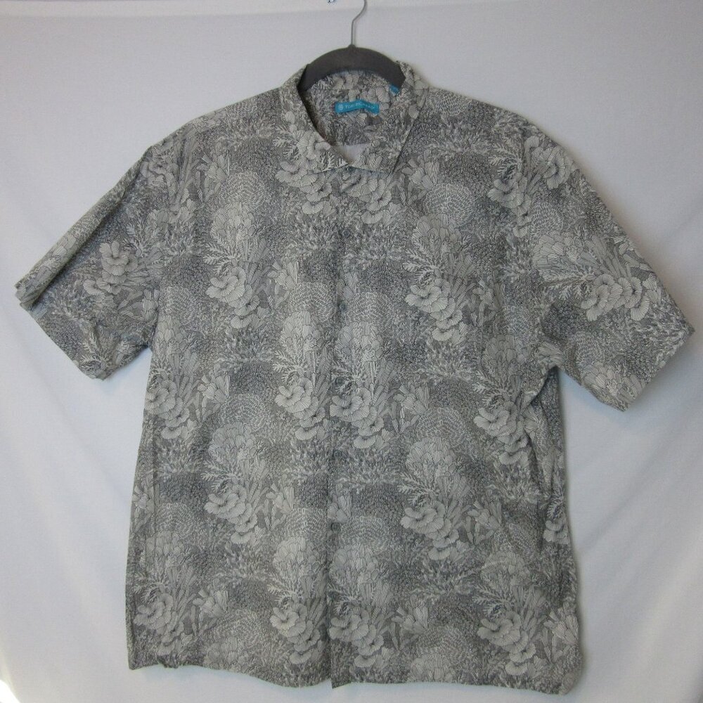 Tori Richard Short Sleeve Tropical Button Up Shirt Mens 2XL Cotton Black Printed